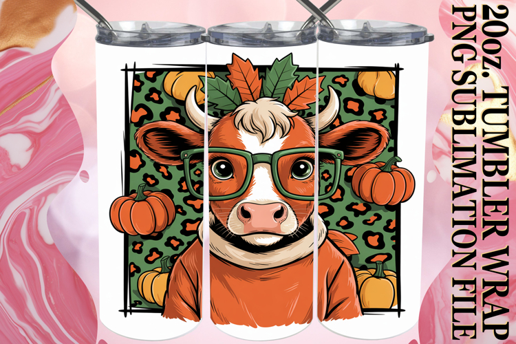 SERENE ESCAPES 20oz TUMBLER WRAP, Cute Cow