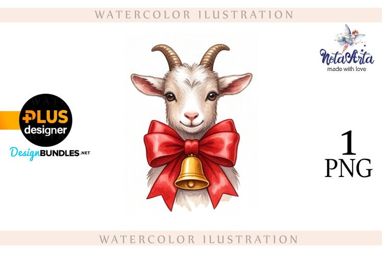Christmas Goat in Watercolor Style example image 1