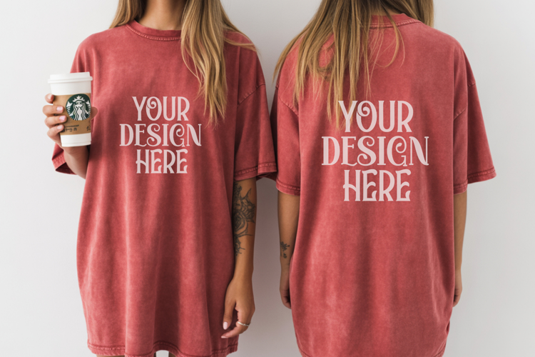 Crimson Comfort Colors 1717 Front & back T shirt Mockup