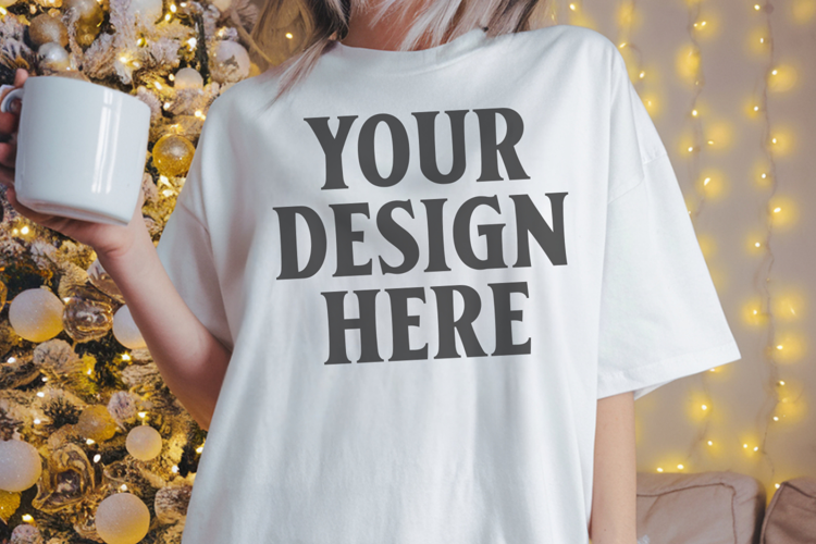 White Christmas Comfort Colors 1717 Mockups, CC 1717 m