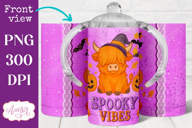 Spooky vibes sippy cup sublimation, Halloween sippy cup PNG