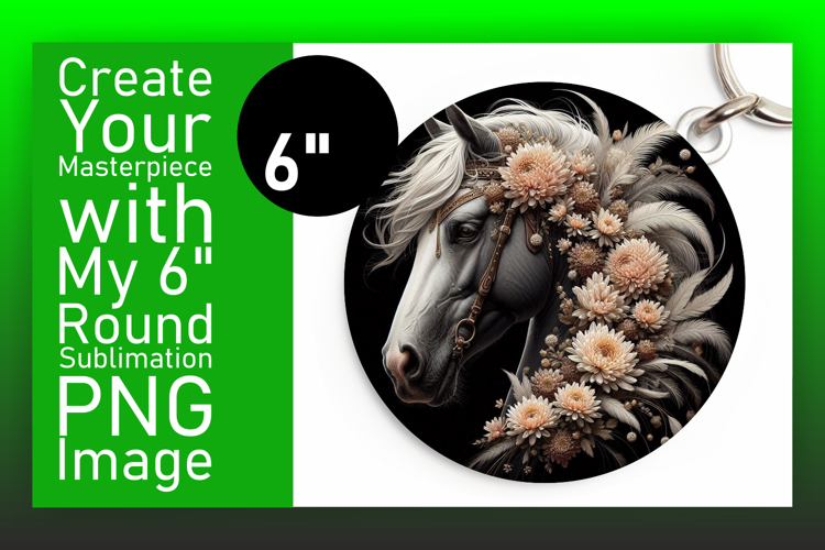 Artistic Keychain Circle Design PNG , Horse