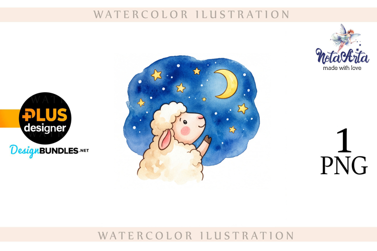Christmas Sheep in Watercolor Style