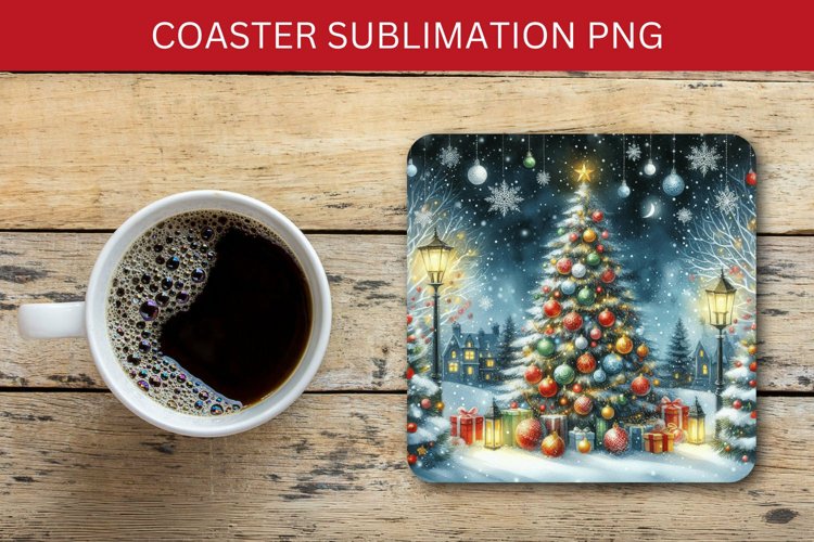 square coaster - christmas tree