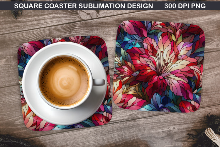 Flowers Coaster Sublimation, Spring Coaster PNG Design