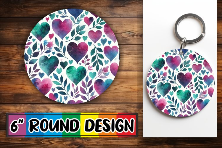 Whimsical Circle Keychain Sublimation, Heart