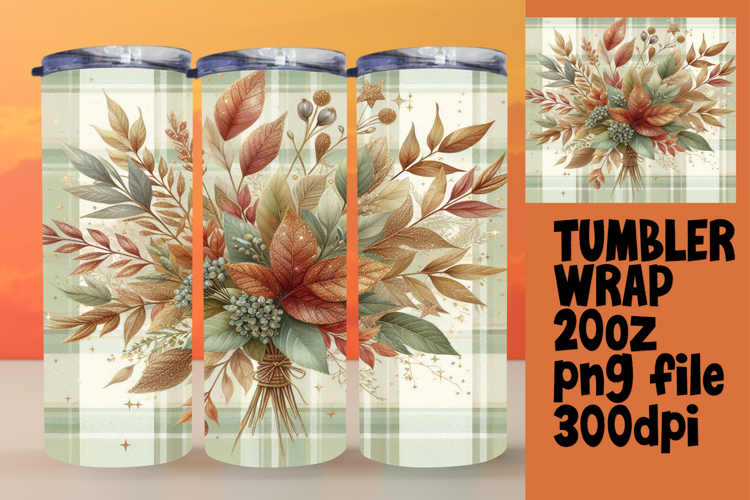 20oz Sublimation Tumbler Wrap , Autumn Flower