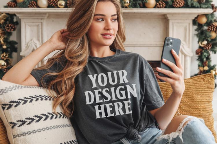 Pepper Christmas Comfort Colors 1717 T-shirt Mockup
