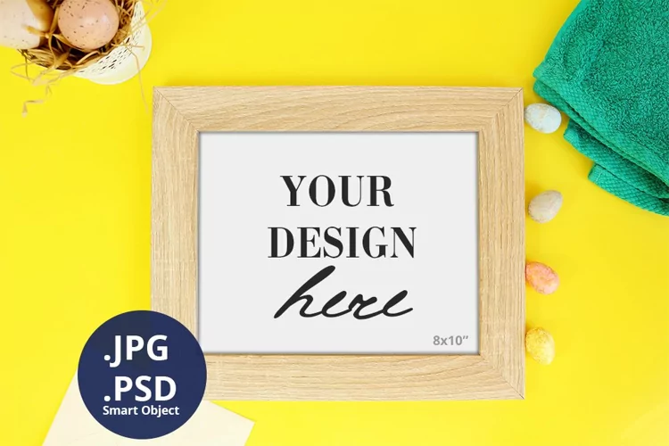 Easter Horizontal Frame Mockup, Landscape 8x10 frame Mockup