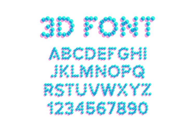 3D Effect Pixel Stereo Font Vector. Distortion Numerals And example image 1