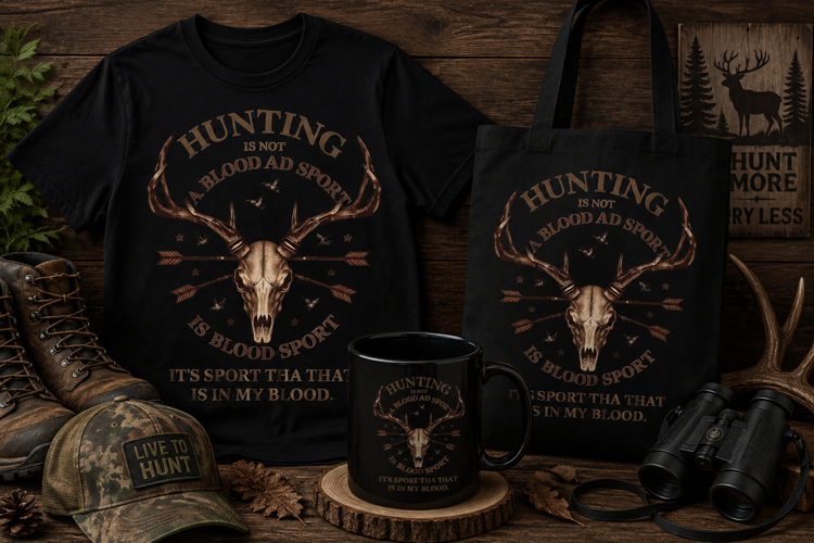 Hunting Blood Sport PNG, Deer Skull Hunting Design