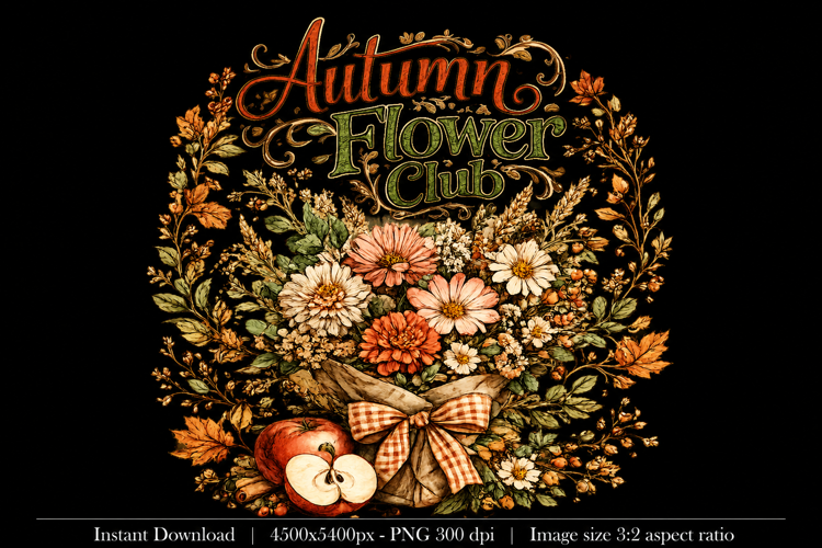 Autumn Flower Club Floral PNG Design