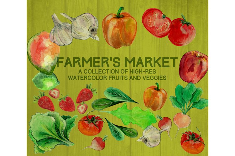 Farmer's Market Watercolor Illustrations example image 1