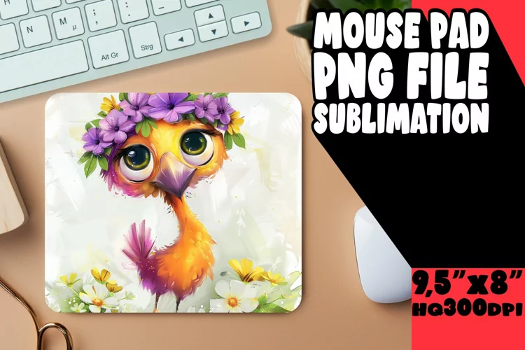 Watercolor Flamingo Flower Mouse Pad for Spring