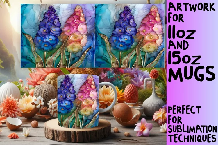 Elegant 3D Floral Wonderland Mug Wrap: Sublimation - 11oz/15