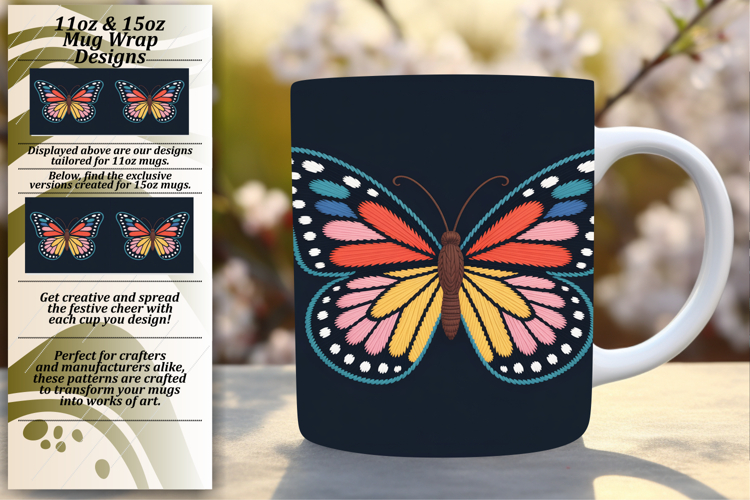 Radiant 11oz Mug Wrap Png Artwork , Butterfly