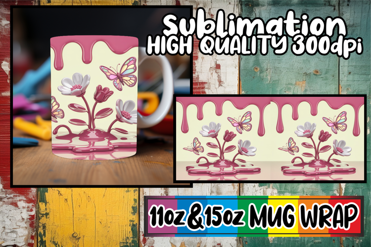 Lively dreams 11oz 15oz sublimation wrap, 3D Flowers