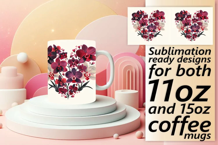 Sublimation Mug Wrap with Spring Floral Pattern