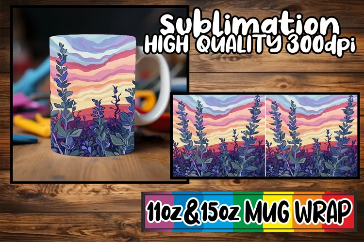 Retro Spring Garden Symphony: Mug Wrap Sublimation