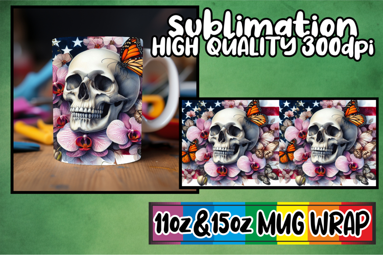 Playful evenings 11oz 15oz sublimation wrap, Skull USA