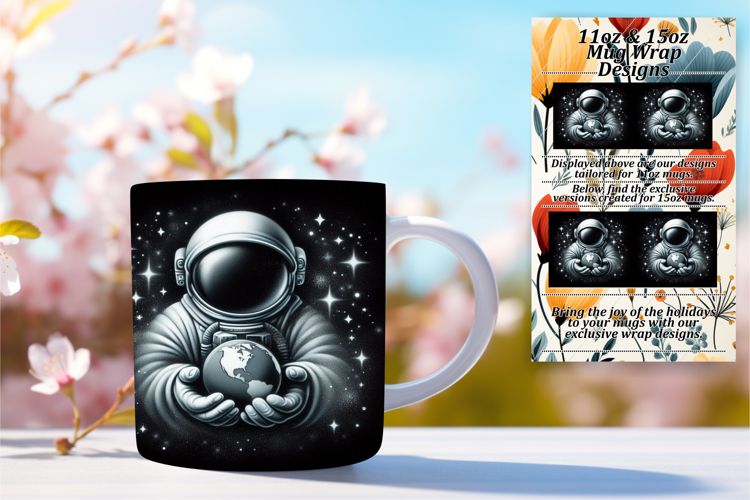 Sweet 15oz Mug Wrap Png Artwork , Astronaut