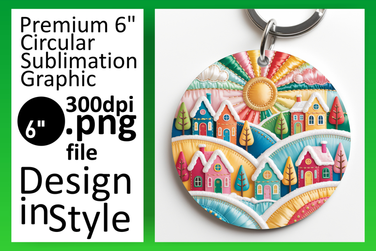 Charming Round Design Keychain Artwork , Holiday