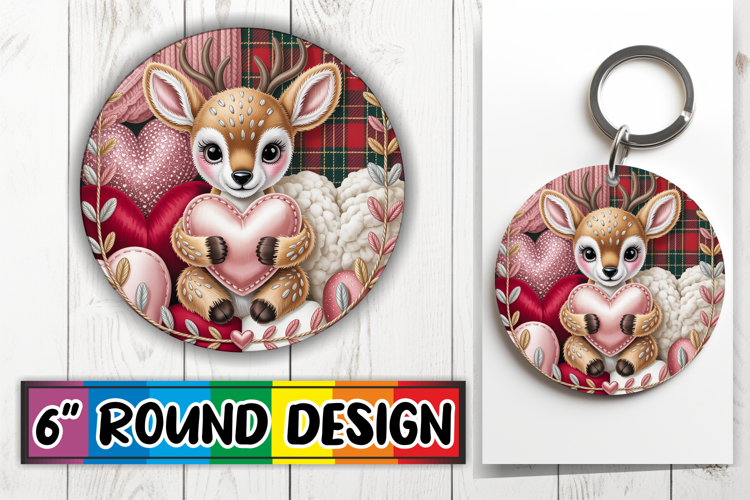 Joyful Circle Coasters Sublimation, Valenines Animals