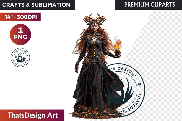 Fantasy Autumn Guardian - Epic Fall Character Clipart PNG