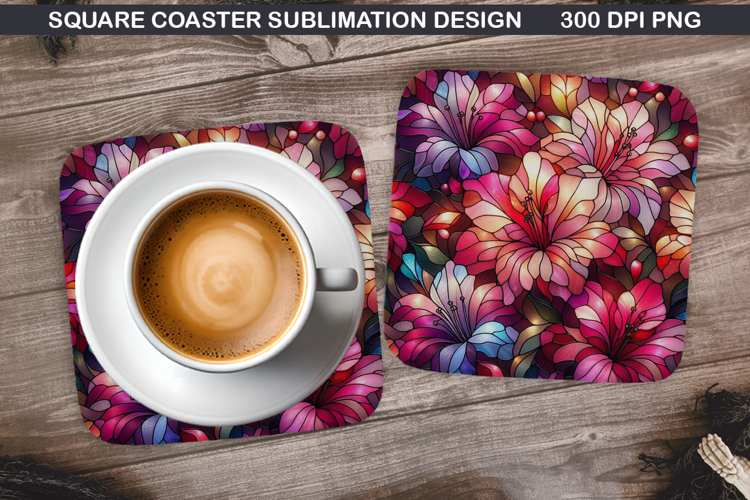 Flowers Coaster Sublimation, Spring Coaster PNG Design