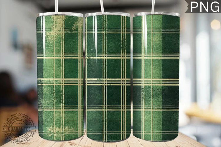 Green Plaid Tumbler Wrap - High Quality 300 Dpi