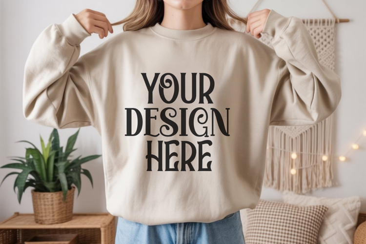 Sand Gildan 18000 Sweatshirt Model Mockups