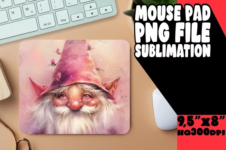 Whimsical Wonderland: Watercolor Gnome Mouse Pad Design