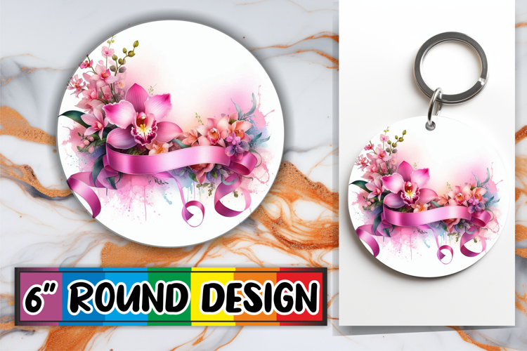 Cheerful Sublimation Circle Coasters, Flowers