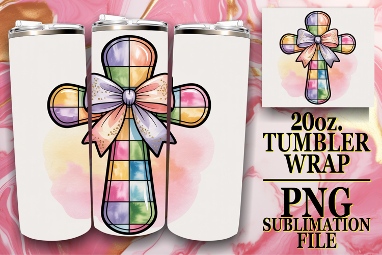Joyful smiles 20oz tumbler wrap, Cross and Bow