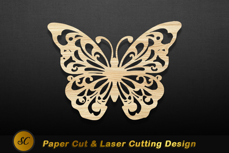 Ornate wooden butterfly cutout intricate Laser cut