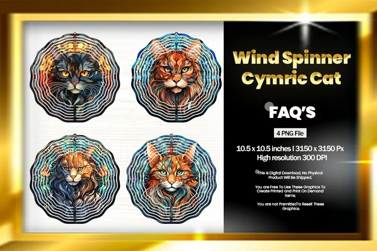 Cymric Cat Wind Spinner Sublimation - 04 Variations