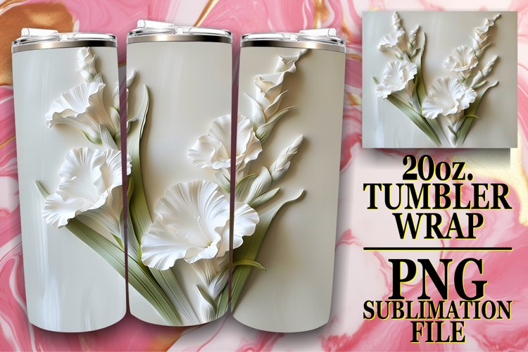 Elegant Bloom Paradise: 3D Tumbler Sublimation example image 1