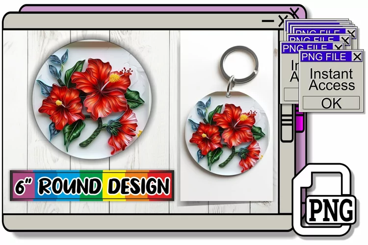 Spring 3D Keychain Bloom Circle Design