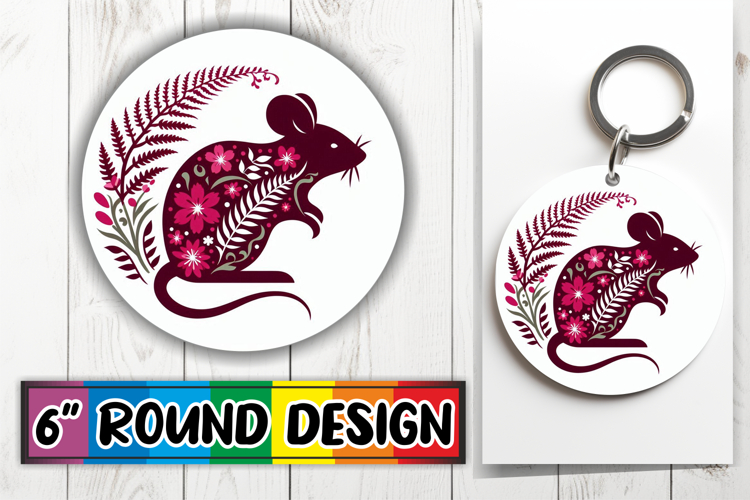 Unique Circle Keychain Magic, Flower Animals