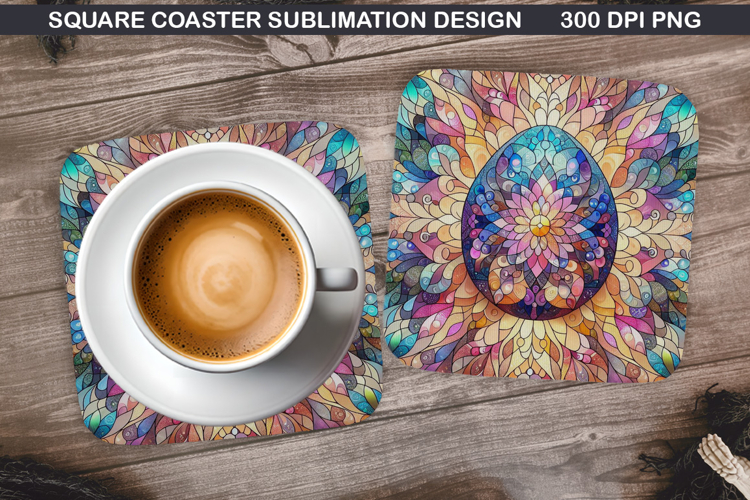 Easter Flower Coaster Sublimation, Easter Coaster PNG Design