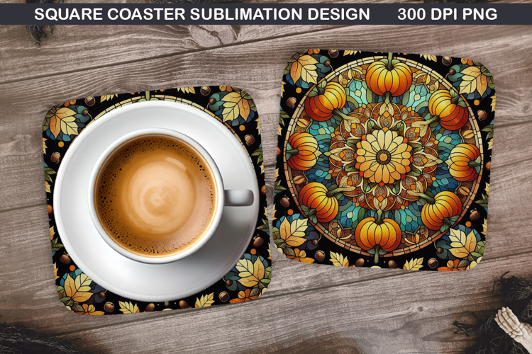 Pumpkin Coaster Sublimation, Halloween Coaster PNG Design