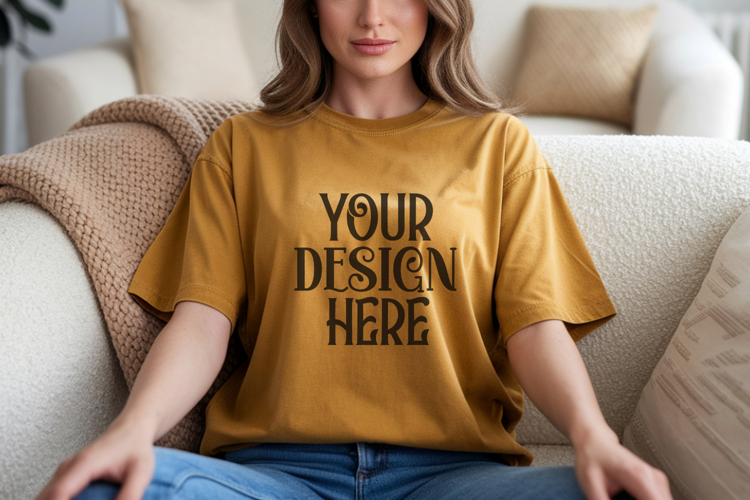 Mustard Comfort Colors 1717 T-shirt Mockups,1717 Mockups