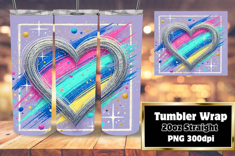 20oz Tumbler Wrap for Personalization , Heart