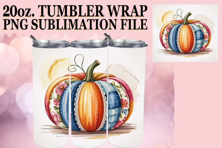 Sweet vibes 20oz tumbler wrap, Pumpkin Watercolor