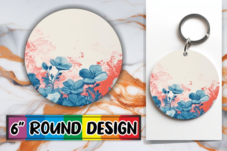 Whimsical Blossom Circle: Sublimation Bliss Keychain example image 1