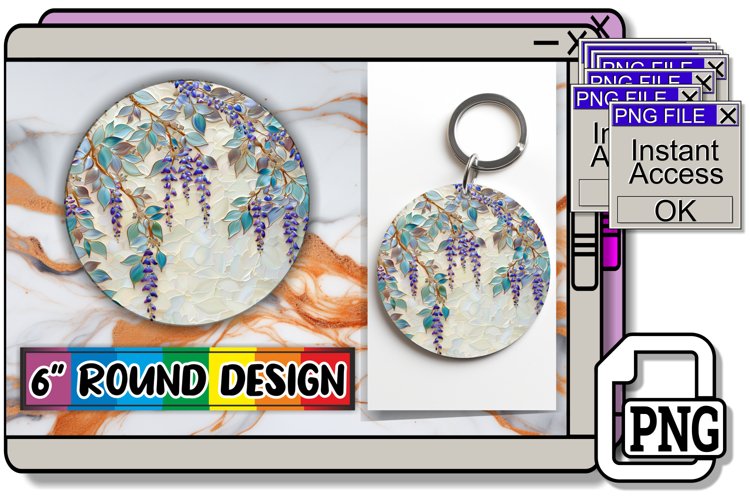 Sparkling 3D Blossom Round Design Summer Elegance Keychain example image 1