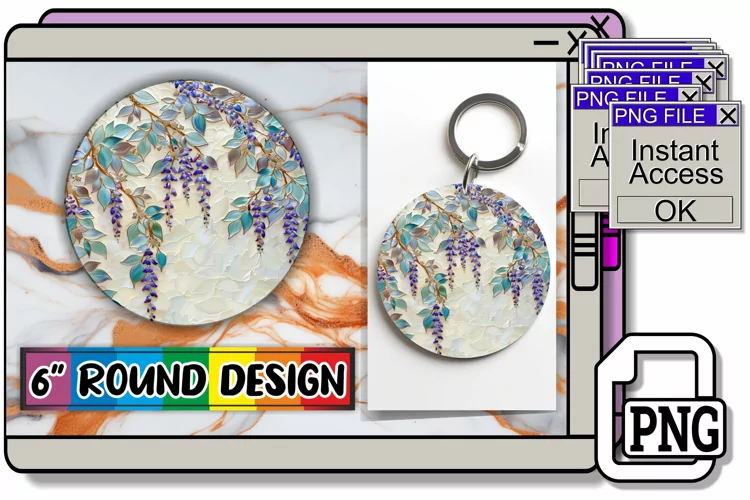 Sparkling 3D Blossom Round Design Summer Elegance Keychain