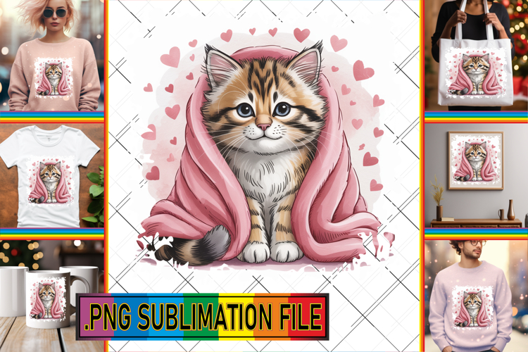 Sweet TOTE BAG Gift Ideas PNG, Valentines Cat