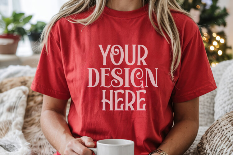Red Comfort Colors 1717 Christmas Mockup, CC 1717 example image 1