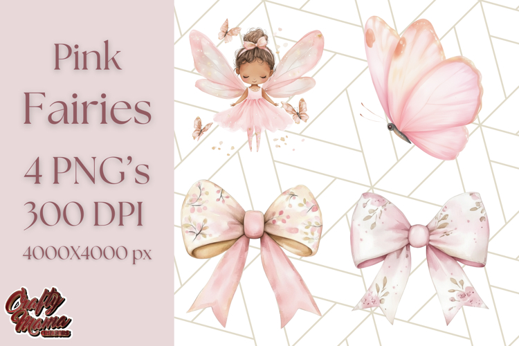 Pastel Pink Fairy Garden Clipart, Enchanted Cottagecore Png example image 1